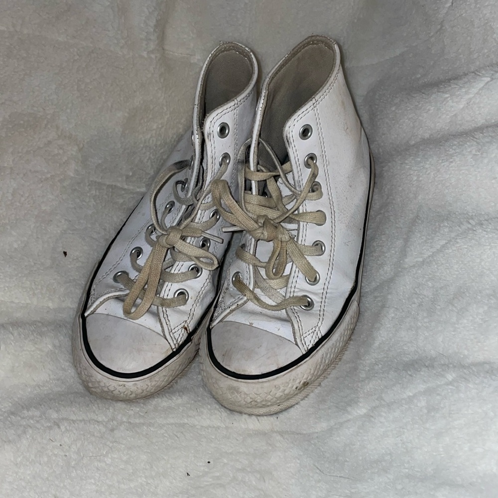 Converse all star Chuck Taylor leather white platform high top